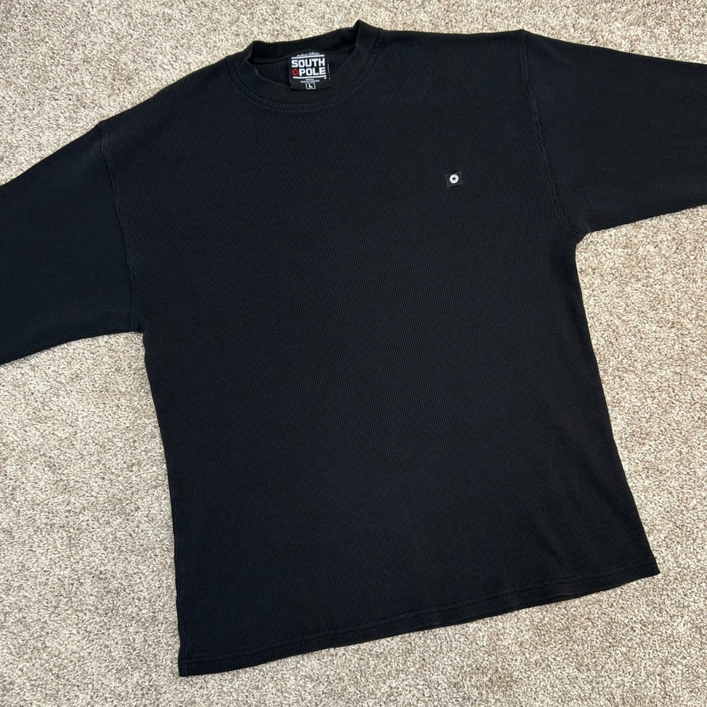 Vintage Southpole Thermal‎ Long Sleeve Shirt Men Size Large Black y2k Skater
